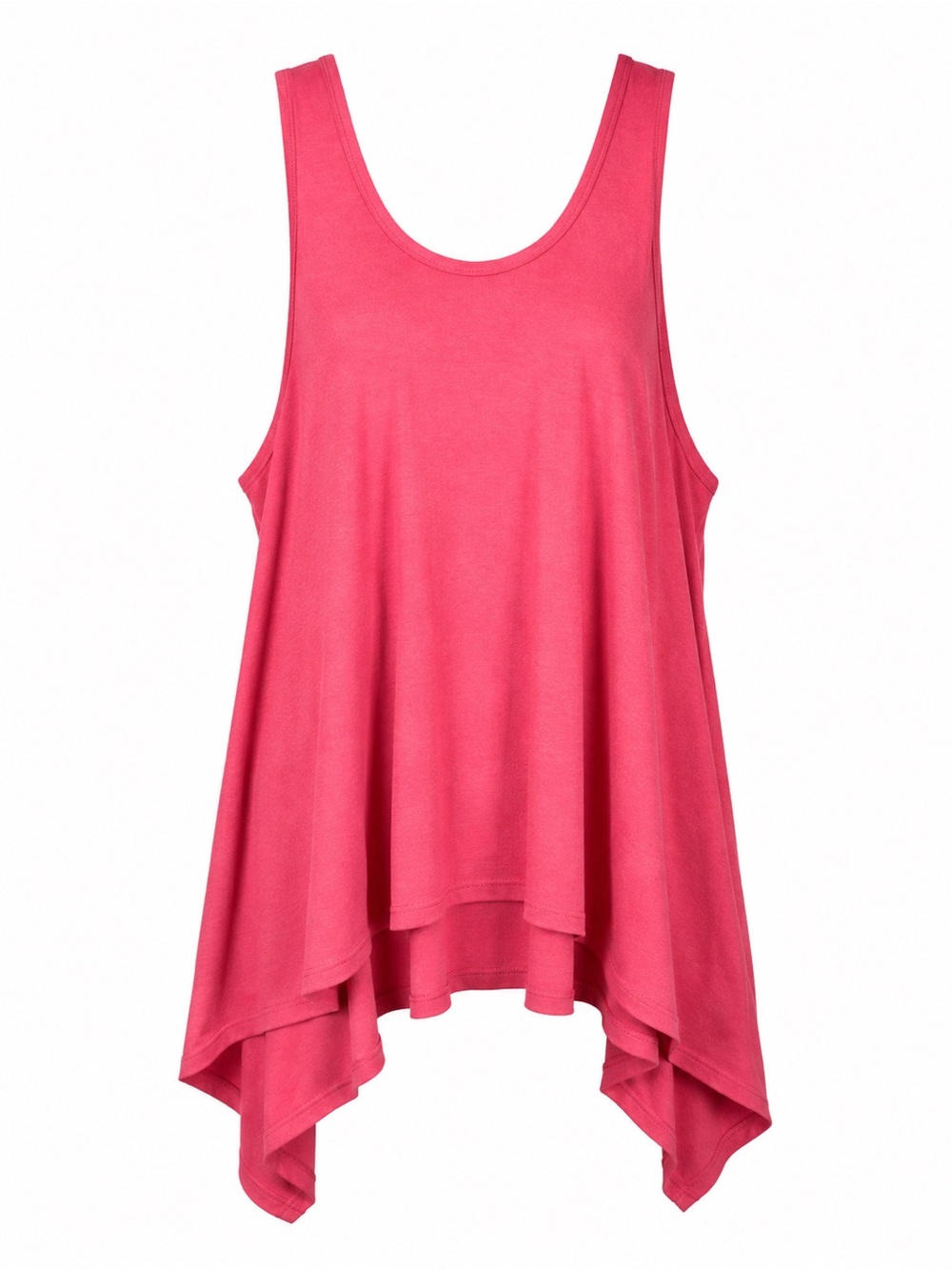 Zenana Coral Pink Handkerchief Hem Swing Tank Top Large Boho Sleeveless NWOT